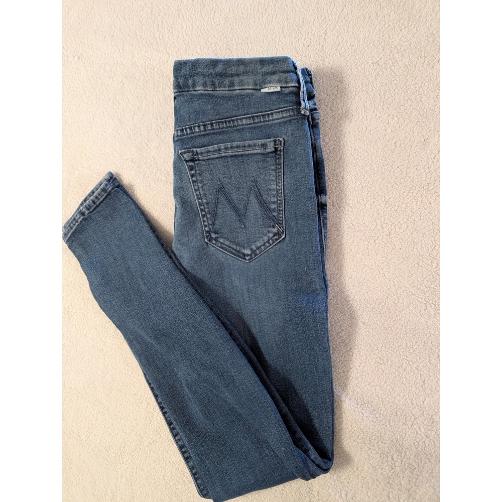 Mother The Looker Groven High Rise Skinny Jeans Medium Wash Blue Size 28